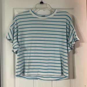 Free Press Striped Ruffle Cuff Tee
